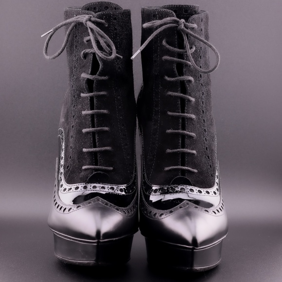 Yves Saint Laurent Janis Oxford Leather Suede Lace up Ankle Boots - Picture 6 of 8